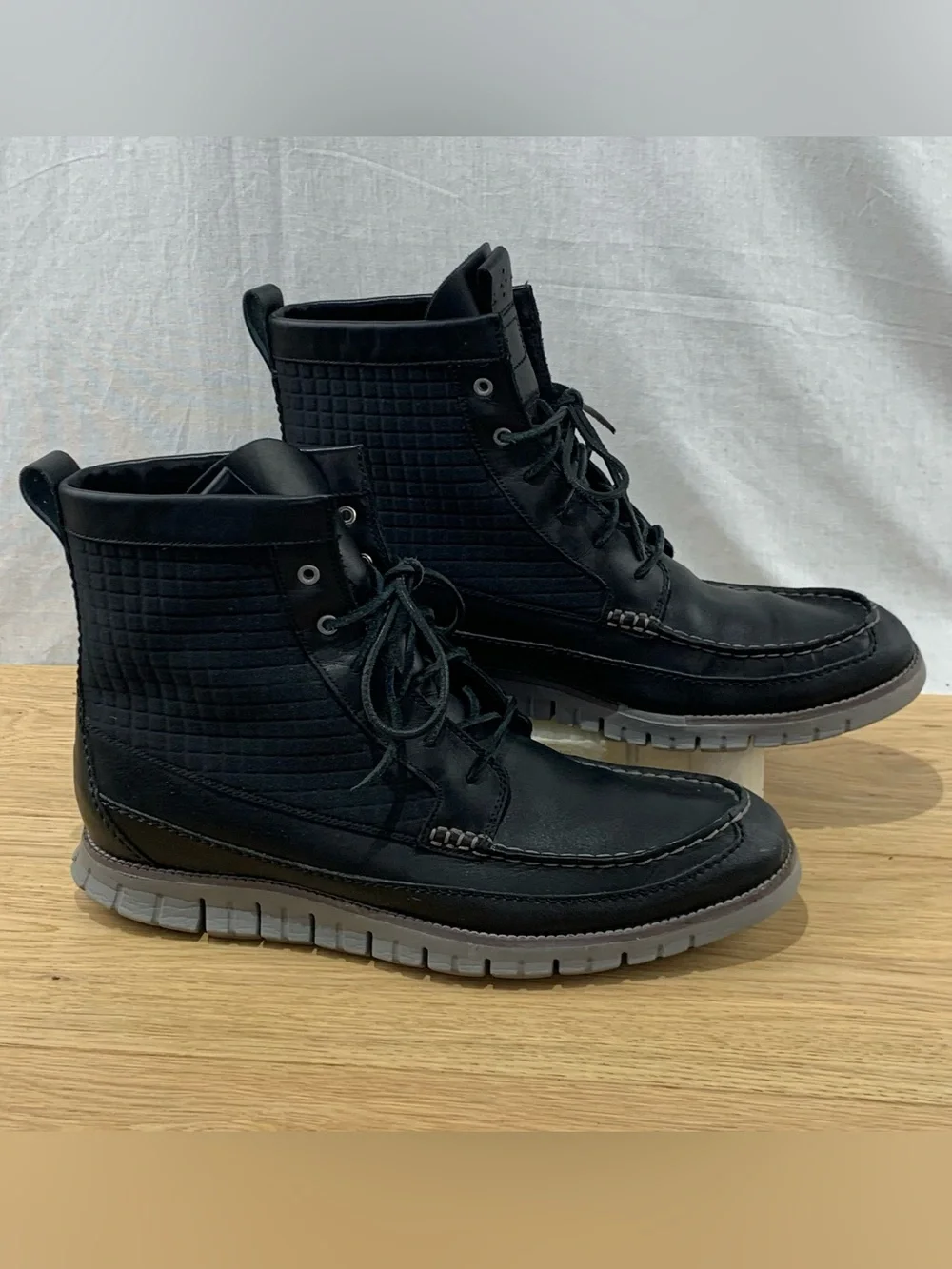Cole Haan ZeroGrand Men’s Size 13 M Tall Water Resistant Black Leather Boots